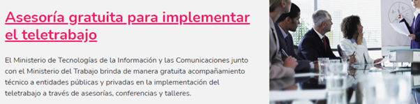 hacer click en “Asesoría gratuita para implementar el teletrabajo”